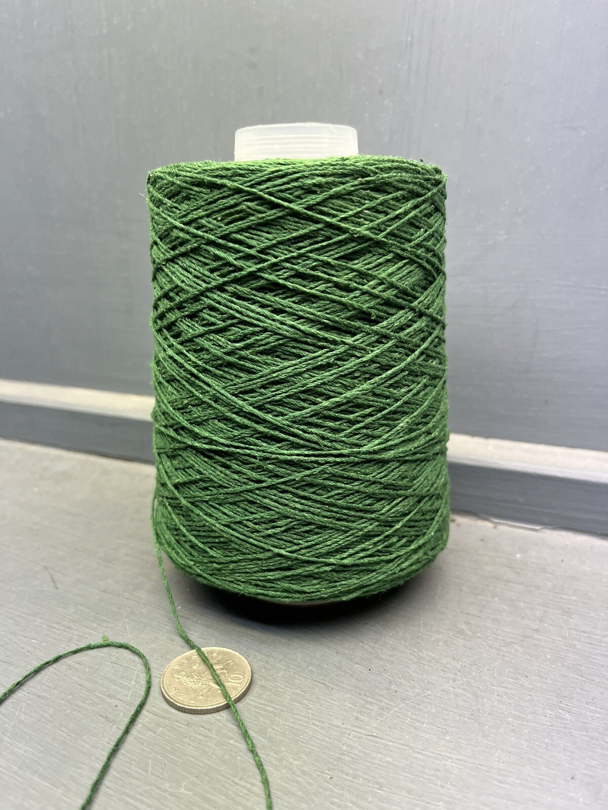 200G CONE 4/20NM 100 BOURETTE SILK YARN NICE GREEN COLOUR Apprx 3 ply