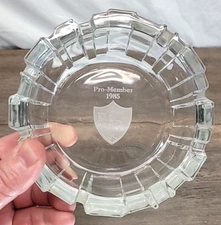 Vtg Glass 6” Ashtray Pro Member 1985 Golf Club Embossed