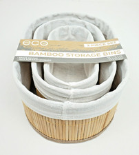 Eco Bamboo Storage Nesting Bins, Cloth Lined, New