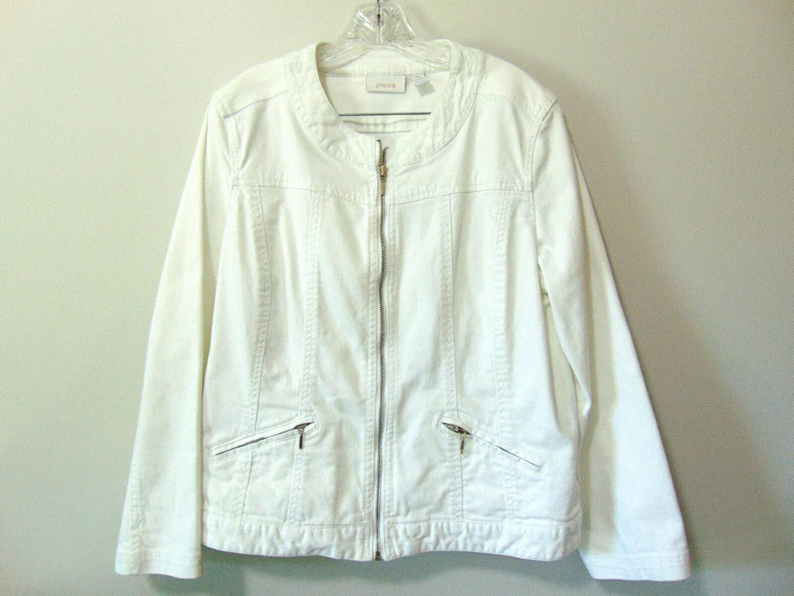 VETEMENTS Giacca donna vintage Chico's bianca denim taglia 3