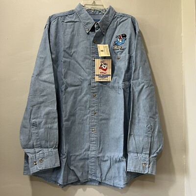Vintage Kellogg s Toucan Sam Froot Loops blue button up XL 1993 NEW