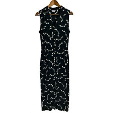 Anthropologie Prairie Rose Dress Womens 8 Black Sleeveless Shift Maxi Cottagecor