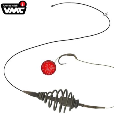 SPRING Karpfen Komplettmontage VMC Hook Life ORANGE Montage Spiralfutterkorb FS1