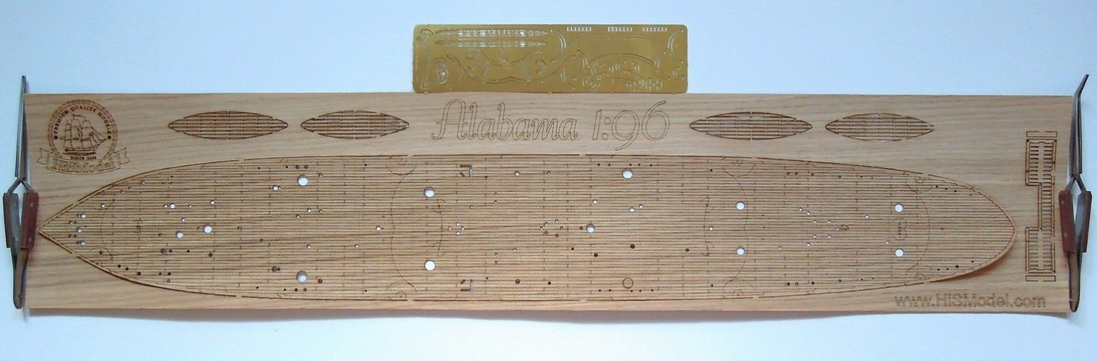 Revell CSS Alabama 1:96 - laser cut wood deck for model with Photo-etched part