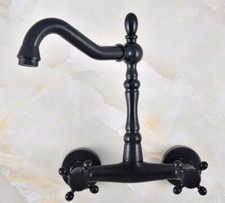 Black Oil Rubbed Brass Kitchen Faucet Bathroom Sink Mixer Tap Wall Mount snf814