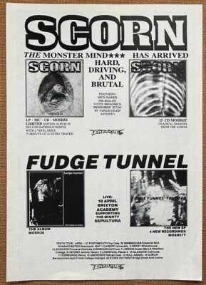 EARACHE RECORDS - 1992 Full page UK Magazine ad SCORN FUDGE TUNNEL