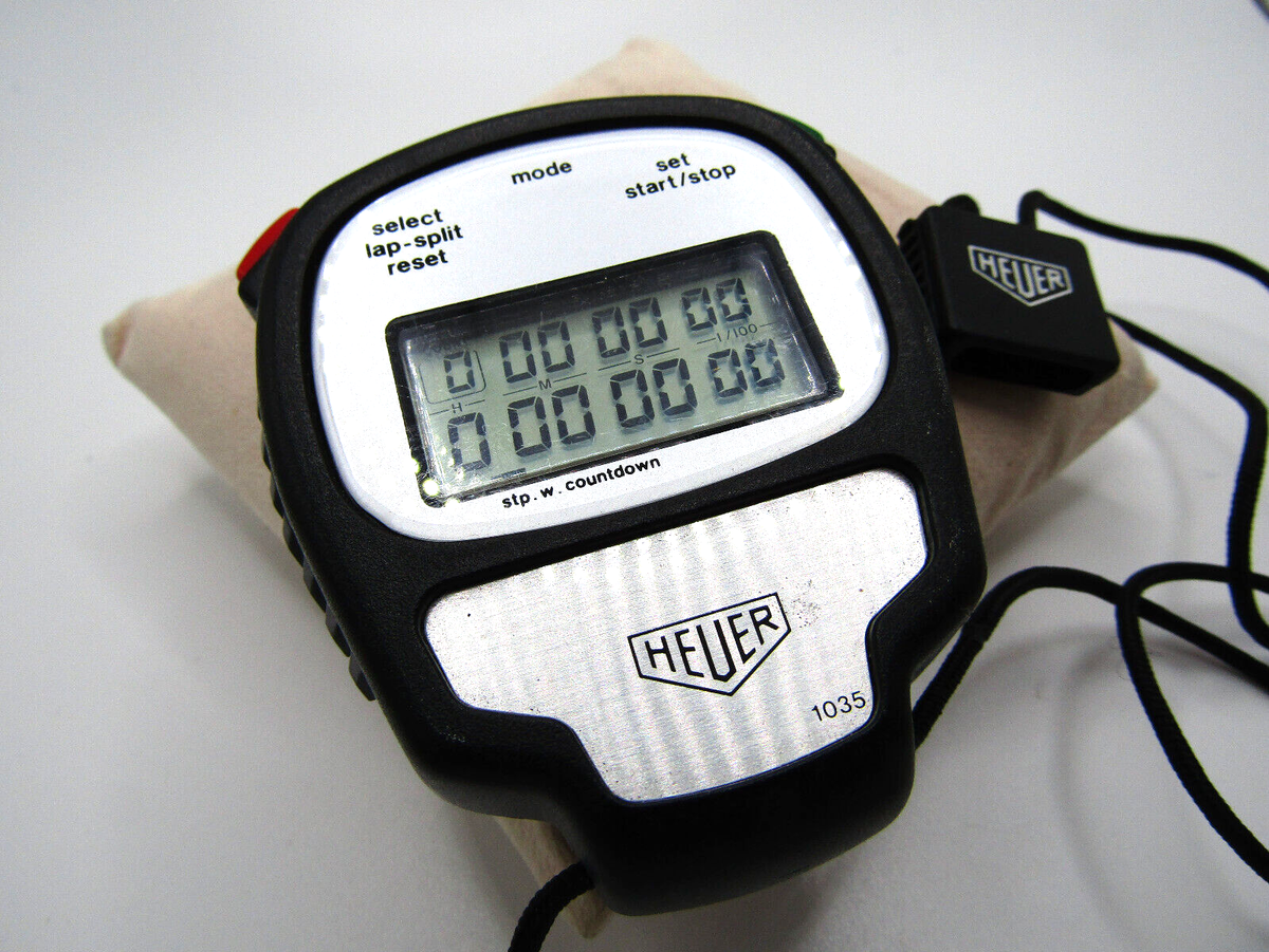 Vintage Rare Heuer Microsplit Model 1035 Digital Stopwatch 