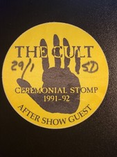 1991 THE CULT -Yellow after show Backstage pass-unused-NOT SOLD TO THE PUBLIC