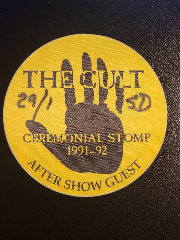 1991 THE CULT -Yellow after show Backstage pass-unused-NOT SOLD TO THE PUBLIC