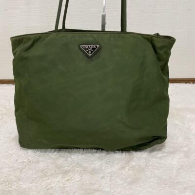 PRADA MILANO Handbag Nylon Triangle Logo Plate Metal Fittings From 