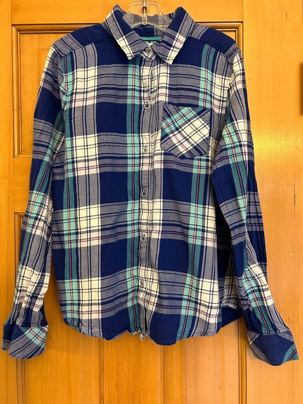EUC Girls' Size 10 Long Sleeve Blue Plaid SO Shirt