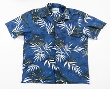 RJC Shirt Men's Large Blue Short Sleeve Button Down Hawaiian Camp Adult Collared
