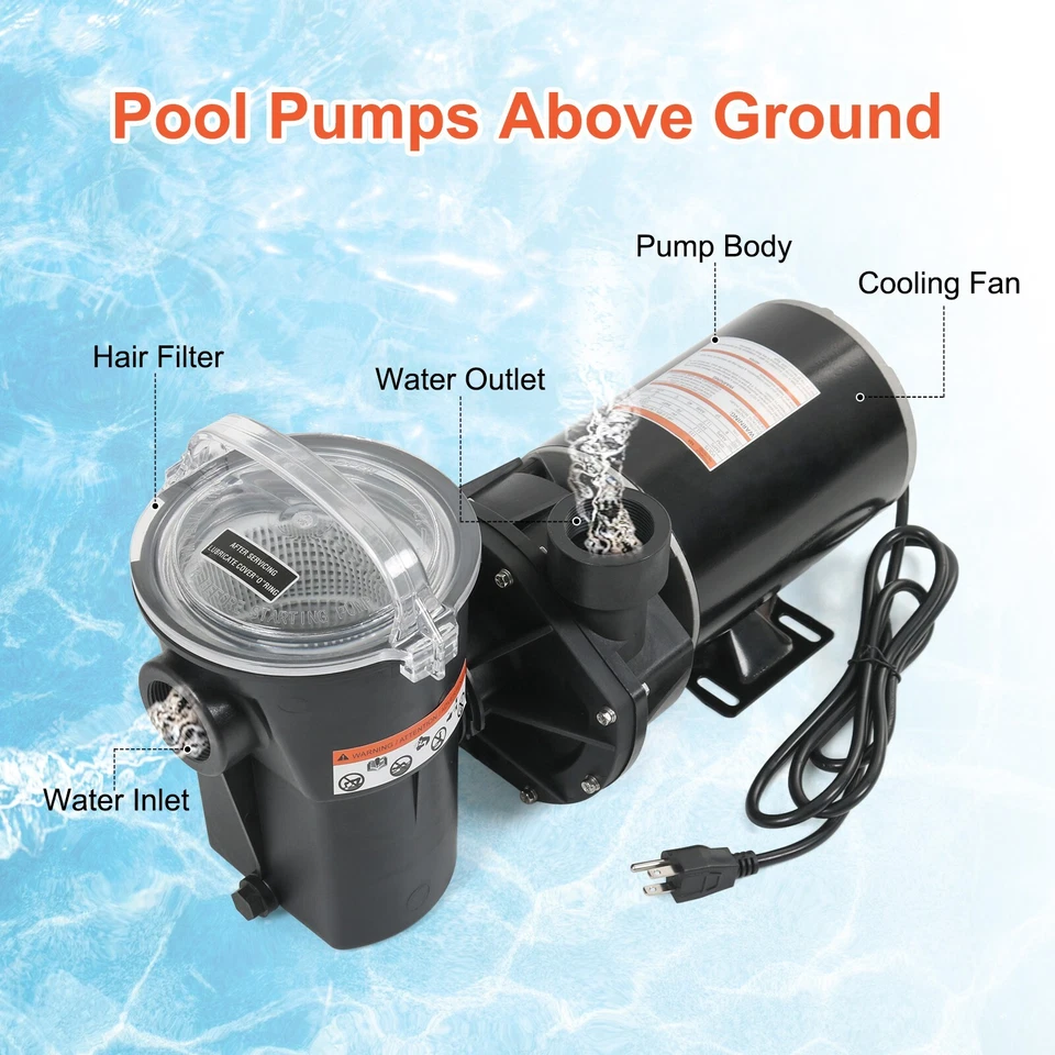 1HP Above Ground Swimming Pool Pump W3SP1580X15 Fit For Hayward with 3' Cord - Image 2 of 4