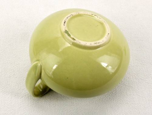 Vintage Porcelain Bean Pot w/Ear Handle, Pale Apple Green, Narrow Mouth, BPOT-02 - Picture 7 of 9