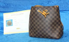 LOUIS VUITTON Damier Ebene Neonoe MM Safran Classic Bucket Shoulder Bag N40213