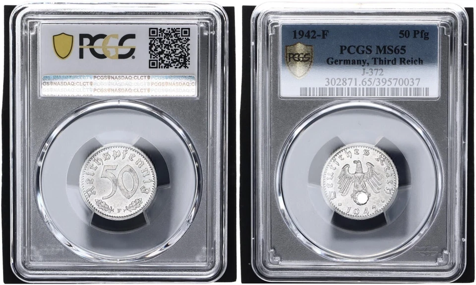 3. Reich 50 Pfennig 1942 F J.372 Aluminium PCGS MS65  Stempelglanz    116053 - Bild 1 von 1