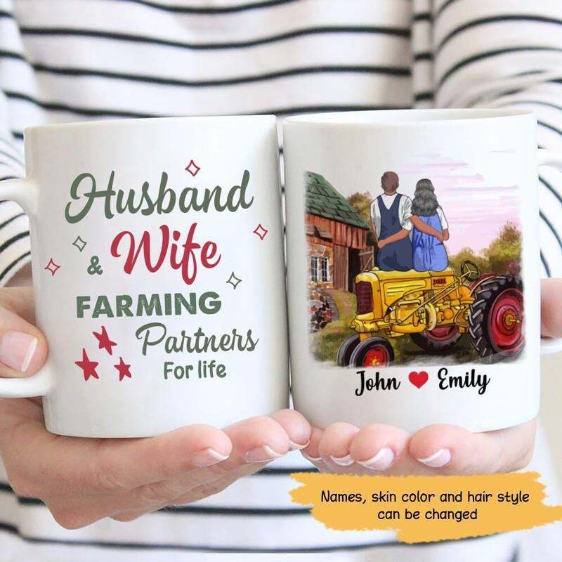 Farmer Couple Personalized Coffee Mug Family Mug Funny Gift Personalized Custom