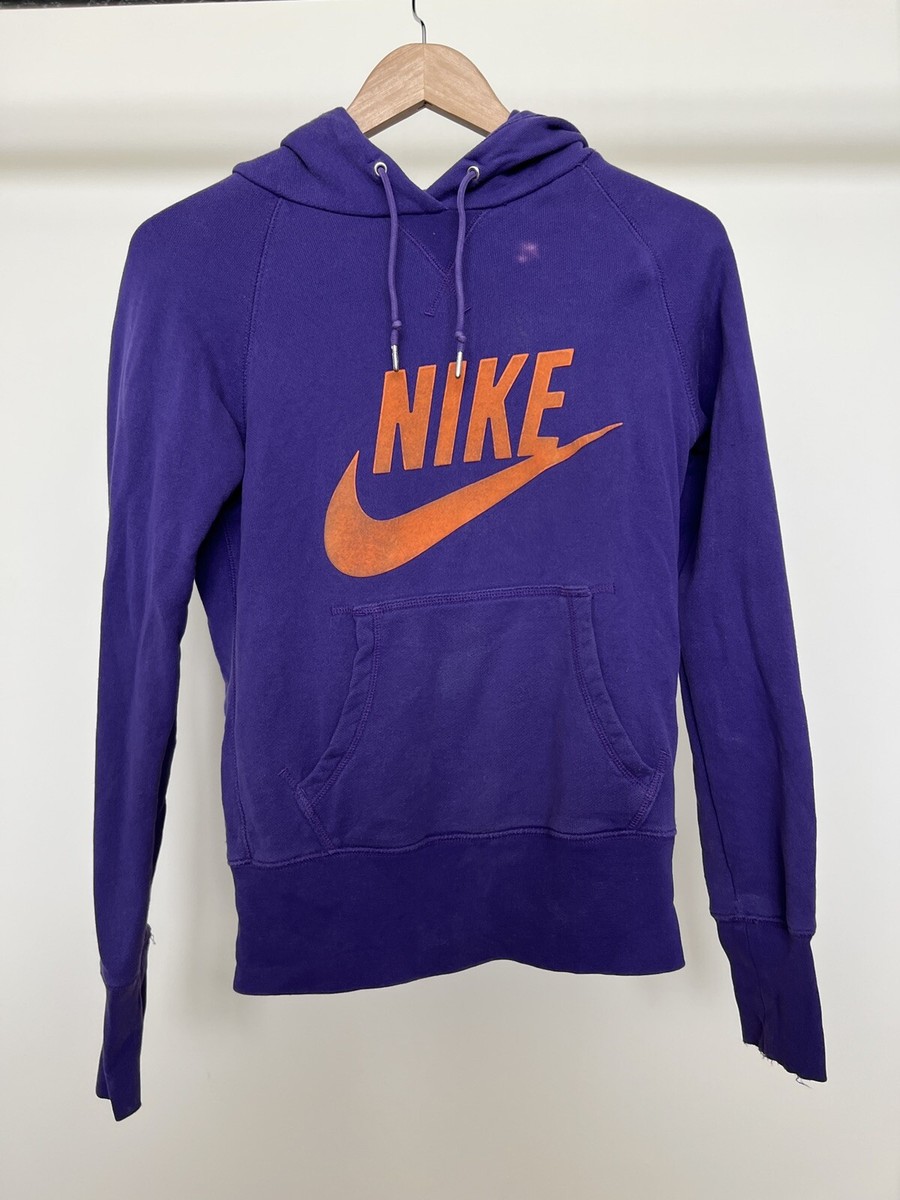 VTG Nike Hoodie Sweatshirt Womens Small Purple Orange Big Swoosh Casual  Ladies