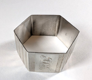Vintage Silver Hexagonal Napkin Ring - Engraved Initials ACJ 20.8g