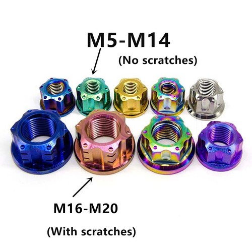 Titanium Nut M6 M8 M10 M12 M14 M16 M20 Ti Flange Nuts for Motorcycle Rear Axle - Picture 5 of 12