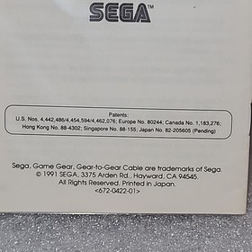 Sega - Game Gear System Console - Instruction Manual Booklet - Gamegear 1991