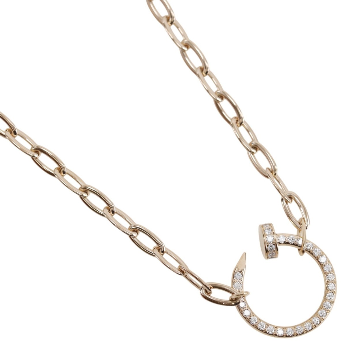 CARTIER Juste un Clou Pave Necklace N7413500 K18 Pink Gold/diamond 16.3g u...