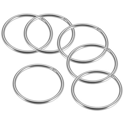 Welded O Ring, 60 x 4mm Strapping Round Rings Stainless Steel 6pcs
