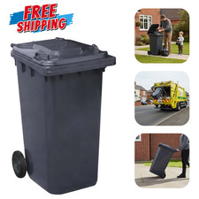 240L Black Wheelie Bin Outdoor Large Waste Rubbish Bin Heavy Duty Commercial