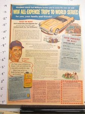 newspaper ad NYSN 1951 JOHNSON'S Car Plate wax baseball Ted Williams sports car