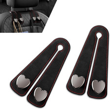 2 PCS Car Seat Headrest Hook, Suede Cute Heart Shape Metal Double Head Purse Hoo