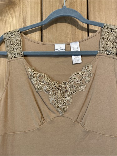 Emma James Dark Dark Lace & Beaded Sleeveless Top Size L NWOT - Picture 2 of 3