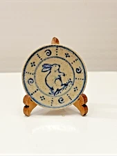 IGMA Artisan Jane Graber Stoneware Plate Miniature Dollhouse Rabbit 1:12 Scale
