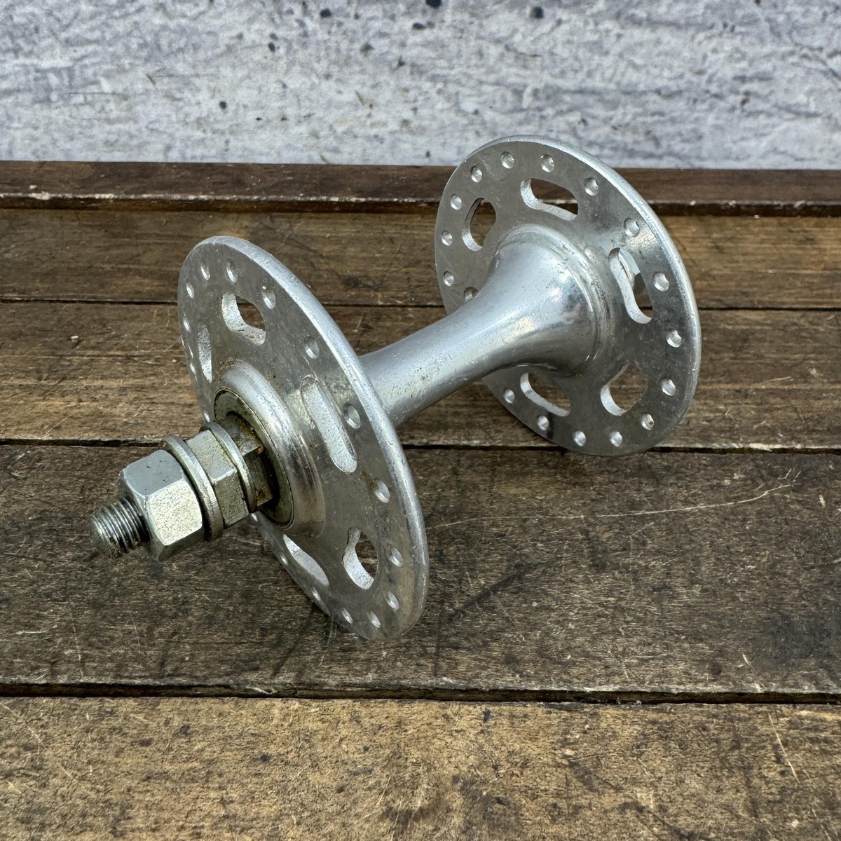 abehです❣️ Vintage Sansin Front Hub 36H Nutted High Flange Silver Alloy Japan
