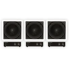 Theater Solutions TS1000 Flush Mount 10" Subwoofer Speaker and Amp 3 Pack