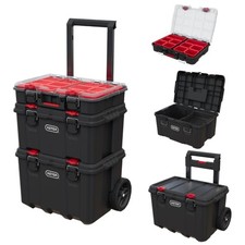 Durable Water-Resistant Modular Tool Box System with Rolling Cart & Organizer