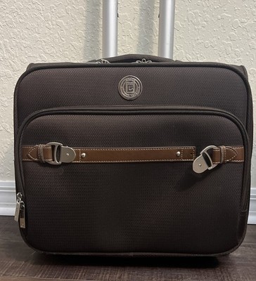 Ralph Lauren Chaps Suitcase Brown Rolling Travel Bag Carry on  Luggage Preowned
