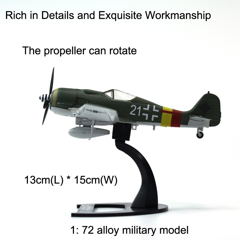 1:72 WWII German Focke-Wulf Fw 190 A-8 Fighter Model Diecast