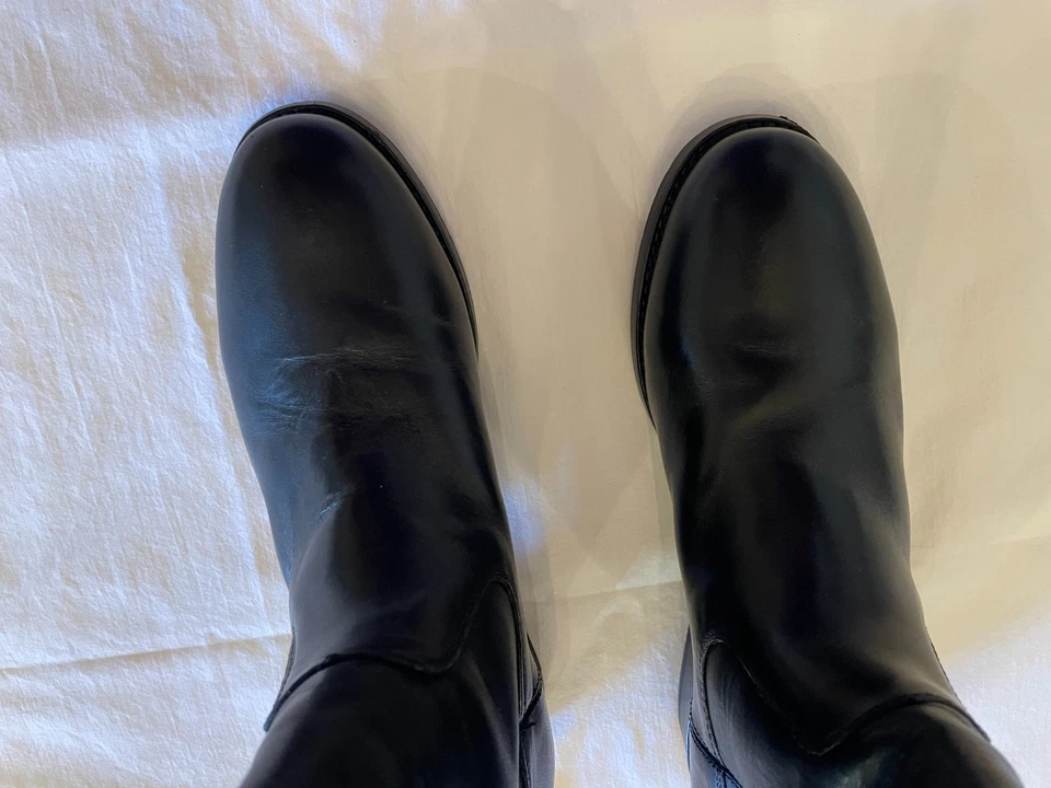 FRYE Melissa Button 2 Riding Boots Tall Leather Block Heel Flat Black, Size 7.5 - Image 4 of 4