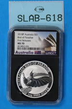 2018 $1 SILVER 1oz AUSTRALIA BIRD OF PARASIDE MS70 FIRST RELEASES SLAB-618