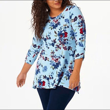 Denim  Co. Printed Heavenly Jersey 3/4 Sleeve Tunic Size: M