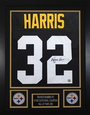 Franco Harris Autographed & Framed Black Steelers Jersey Auto JSA