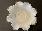 VTG Fenton Silver Crest Ruffled Edge White Milk Glass 10" D Bowl
