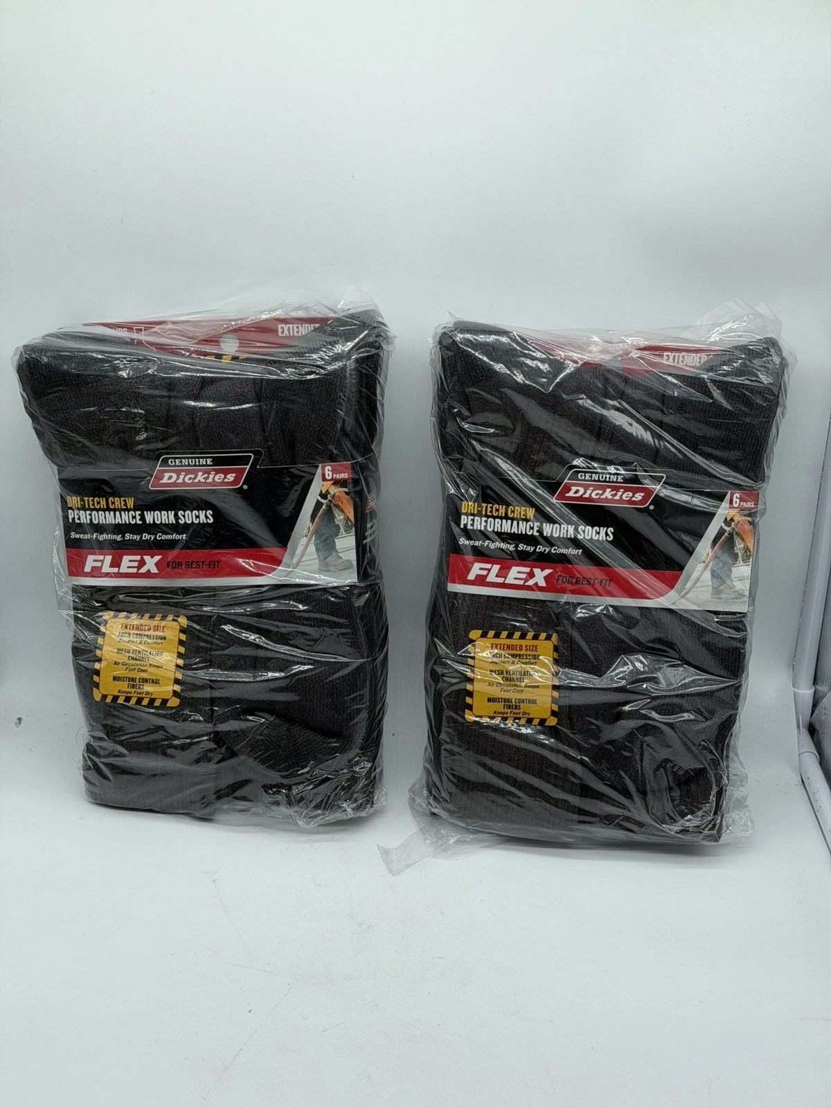 NEW 2X6 DRI-TEC MENS CREW SOCKS SIZE 12-15 XLARGE CHARCOAL COTTON / POLYESTER