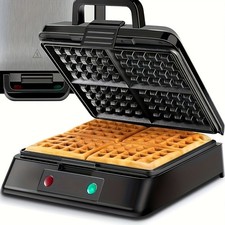 Non-Stick Square Belgian Waffle Maker Heavy Duty 4 Slice Baking Iron Maker