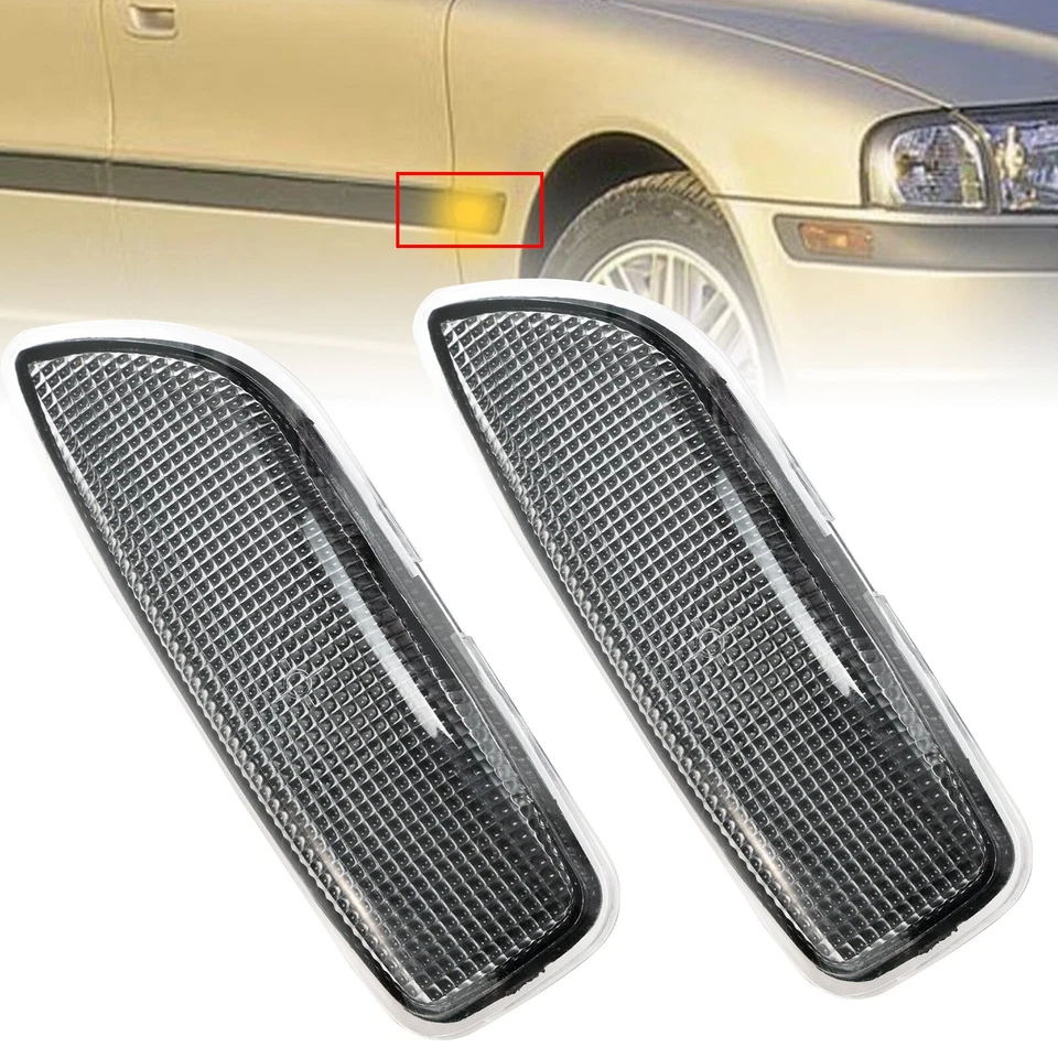 2PCS For VOLVO S60 V70 S80 XC90 Left+Right Side Marker Light Bumper Turn Signal Foto 3 de 4