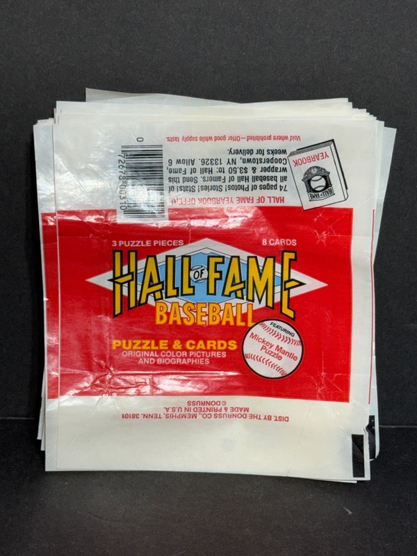 1983 Donruss Hall of Fame empty card wax wrappers,  no cards, lot of 35 wrappers