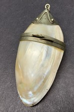 Vtg Mother of Pearl Chatelaine Perfume Snuff Bottle Pendant ca. Early 1900s