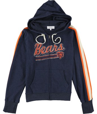 Touch Womens Chicago Bears Striped Sleeve Hoodie Sweatshirt, Blue, Medium