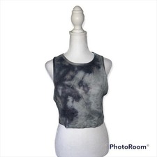 Style 5 Womens Grey Tie Dye Sleeveless Crop Top Tank Size L Made in USA