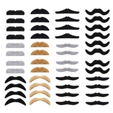Whaline 48Pcs Fake Mustaches Self-Adhesive Novelty Standard, Black